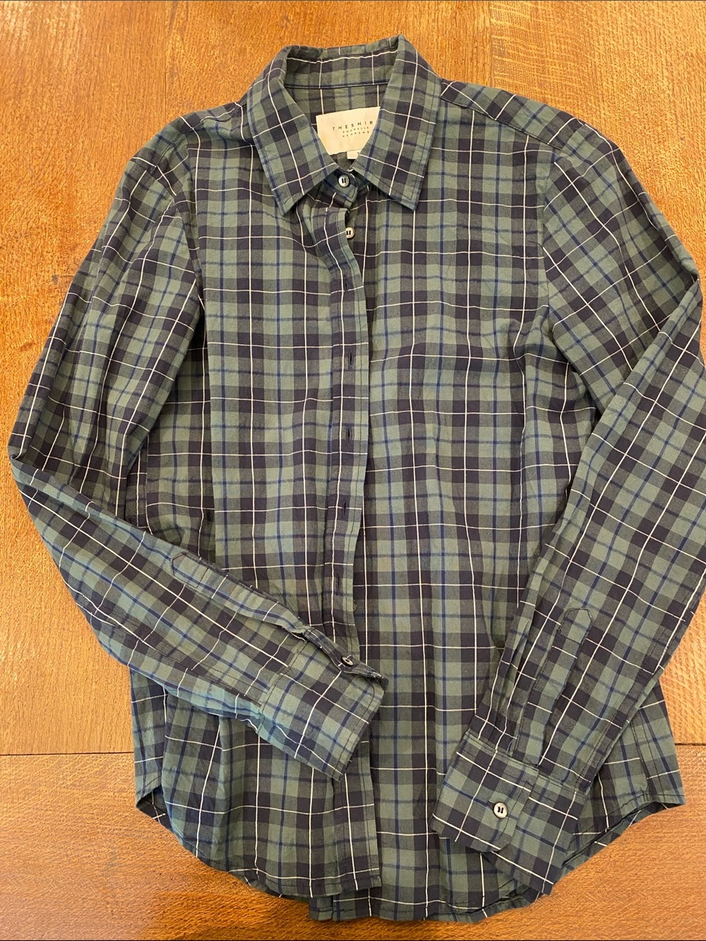 Classic Green and Navy Plaid Women’s button down ‘The Shirt’ brand